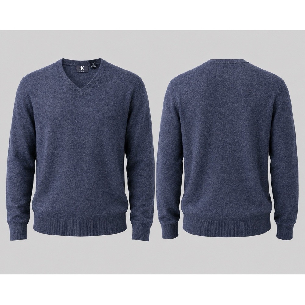 CK Calvin Klein SWEATER  MENS XXL Charcoal Gray V-Neck Extra Fine Merino Wool